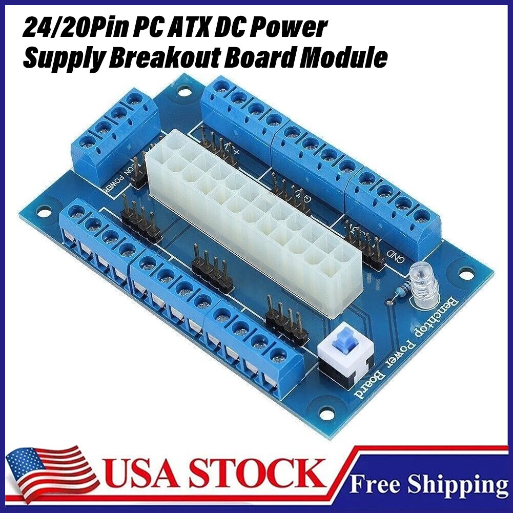 24/20Pin ATX Power Supply Bench Top Breakout Board Module Adapter For Computer