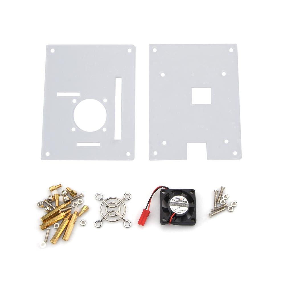 Arcylic Case Shell & Cooling Fan & Screws Set For Raspberry Pi 3/2 Model B/B+ F