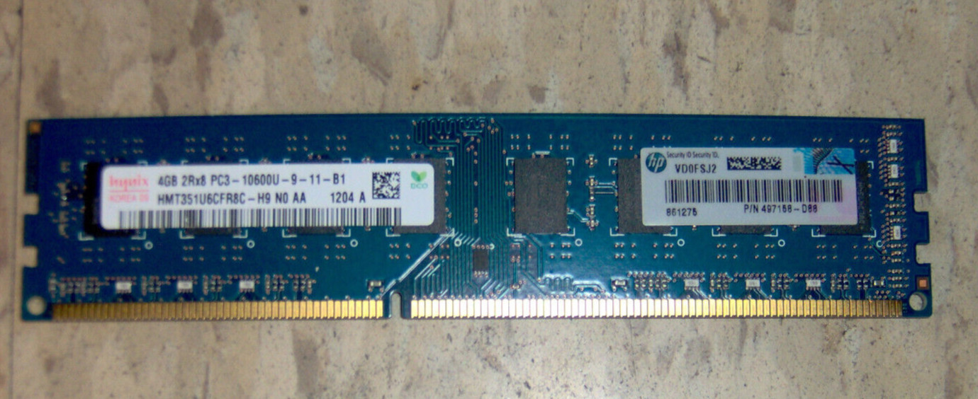 HYNIX 4GB 2RX8 PC3-10600U HMT351U6CFR8C-H9 N0 AA UDIMM Memory Chip HP 497158-D88