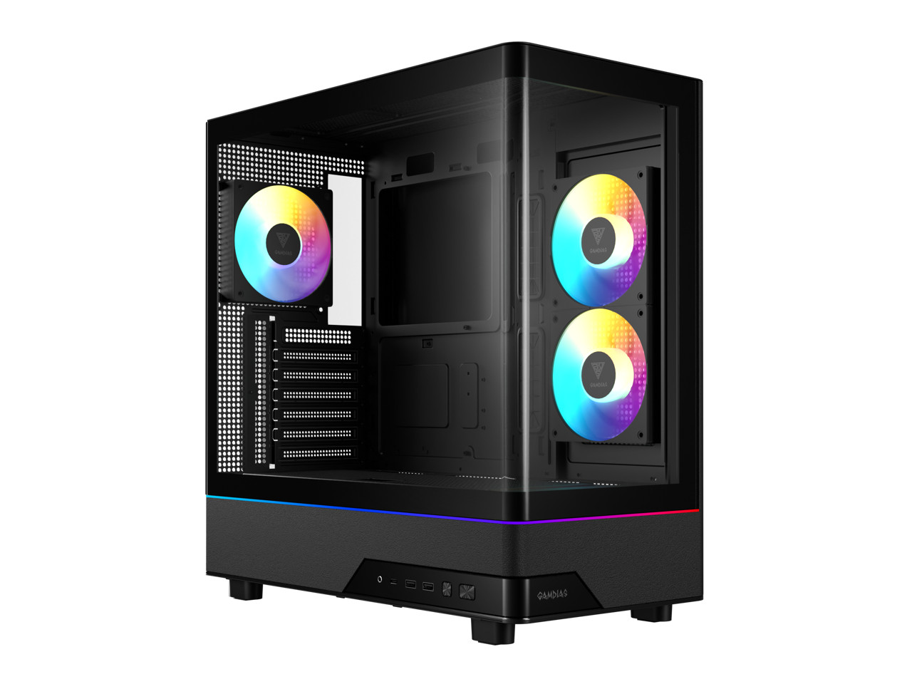 GAMDIAS Atlas M5 CG ATX Mid Tower PC Case, Curved Tempered Glass Panoramic Desig