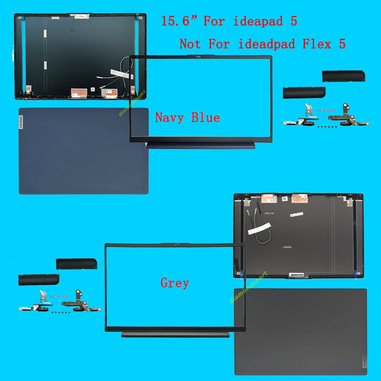 LCD Back Cover/Bezel/Hinges 15.6” FOR LENOVO Ideapad 5 15IIL05 15ARE05 15ITL05