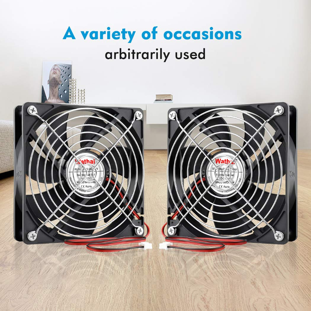120mm X 25mm Brushless Dc Cooler Case Cooling Fan 12v 2pin 2 Pack