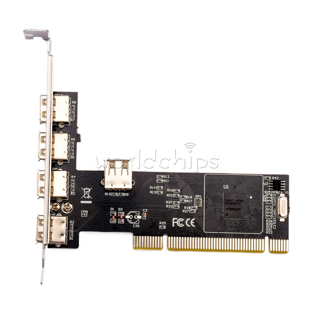 5 Port USB 2.0 High-Speed 480Mbps USB2 PCI Controller Adapter Card Hub Module