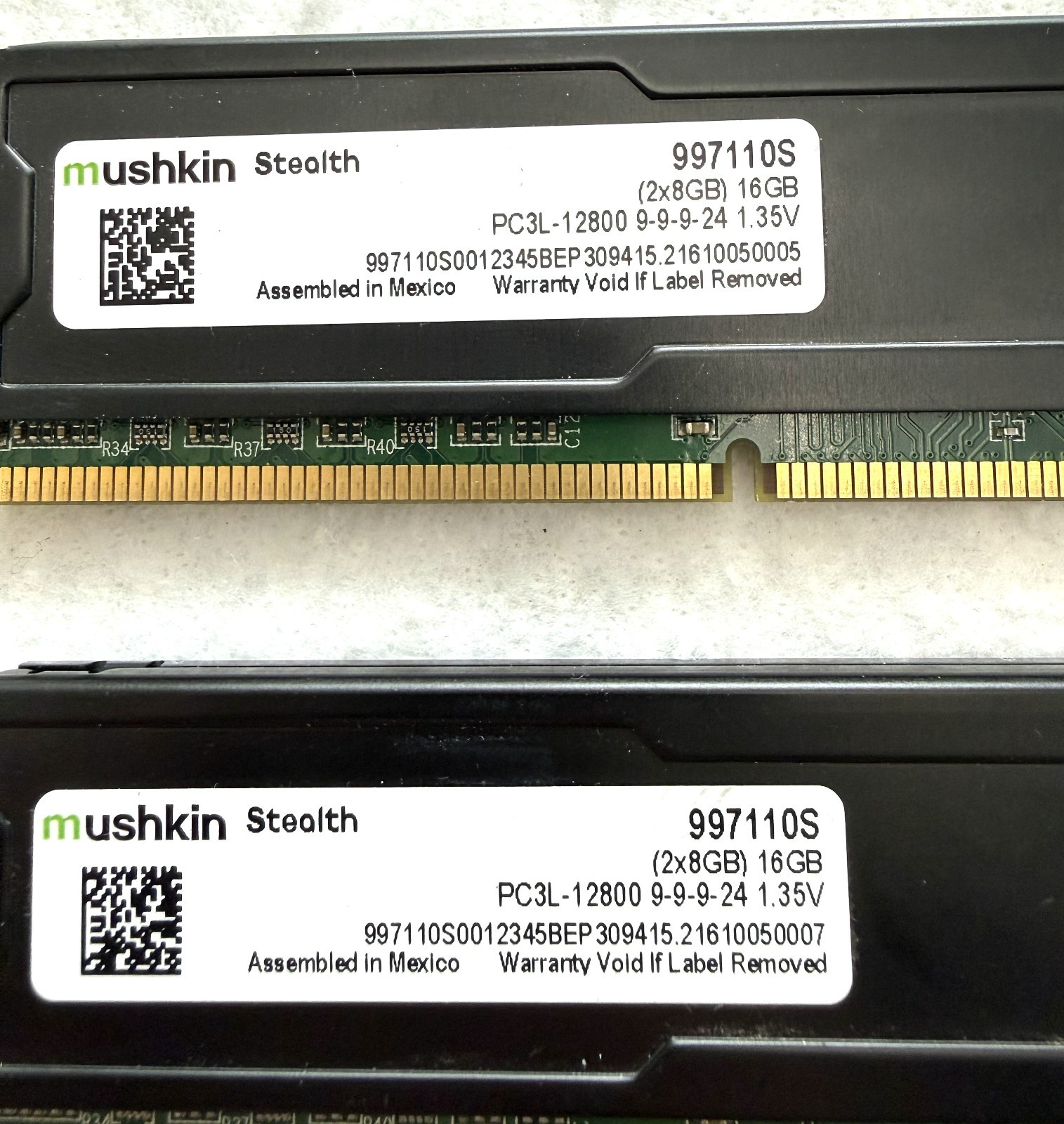 2 -MUSHKIN STEALTH 997110S 16GB (2X8GB) Each DDR3-1600MHz PC3-12800 1.35V UDIMM