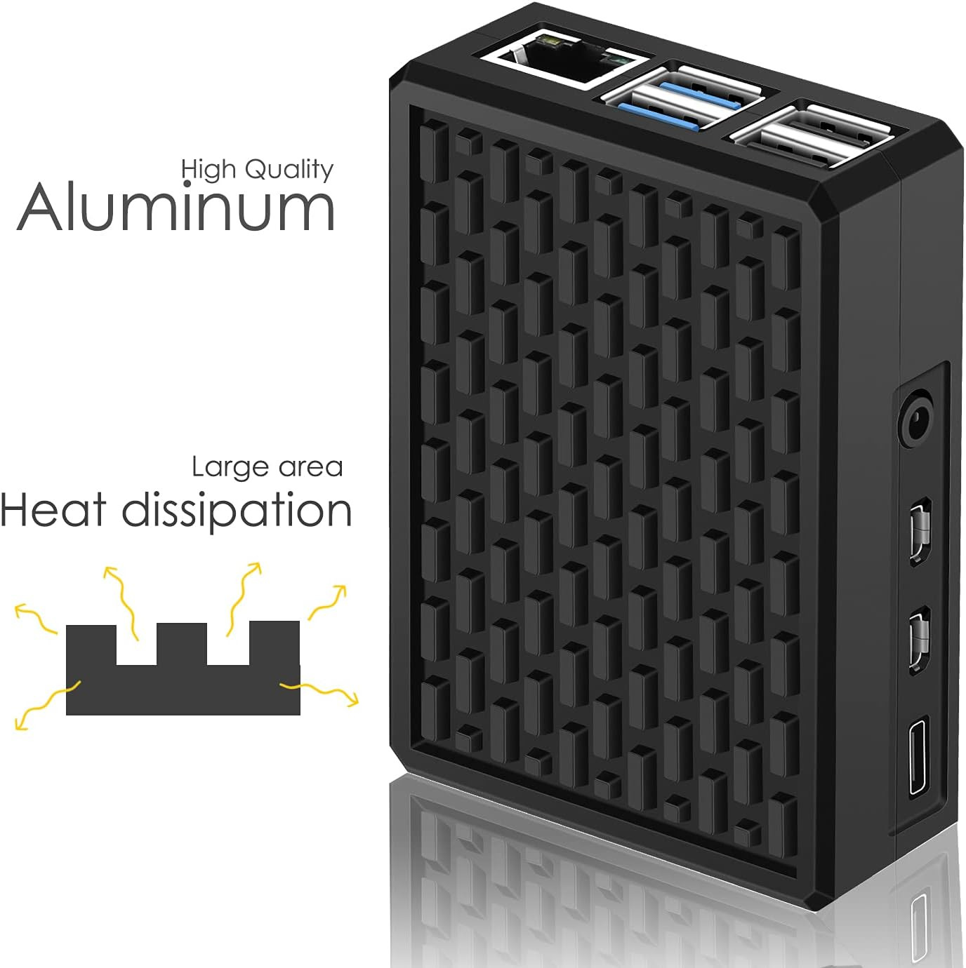 Aluminium Raspberry Pi 4 Case – Passive Heatsink Cooler for Pi 4 Model B