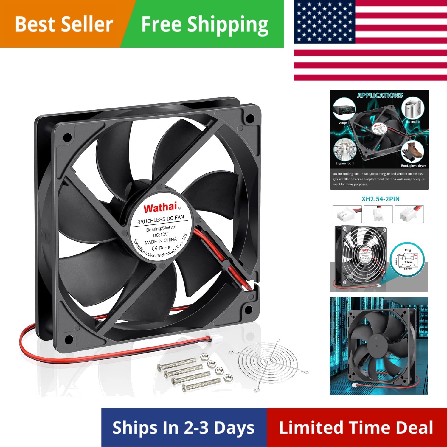 120x120x25mm 120mm 12V 0.45A 2Pin DC Brushless Cooling Fan