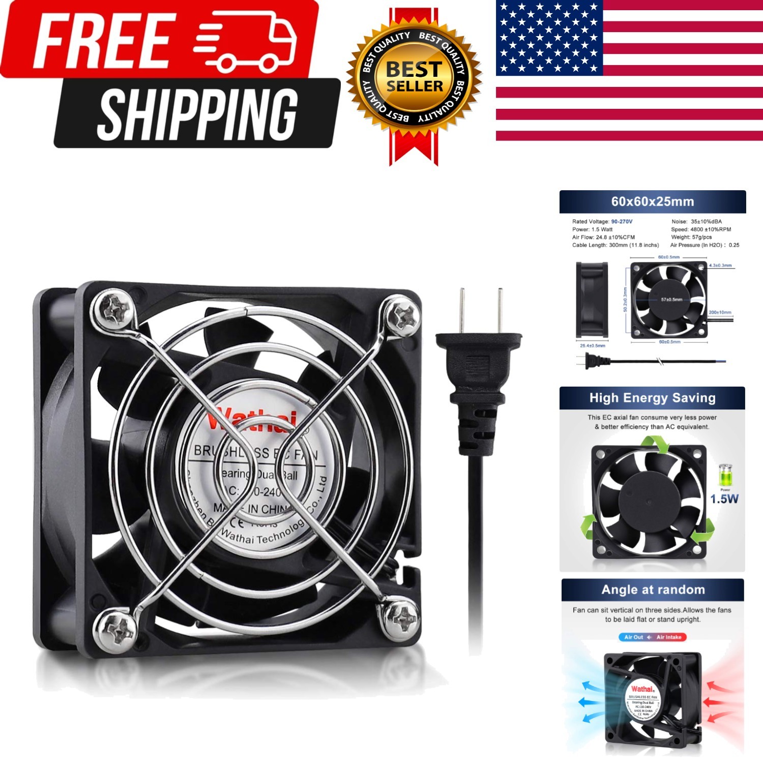 EC Brushless Cooling Fan AC 110V 115V 120V 220V 240V Axial Fan Ball Bearing 6…