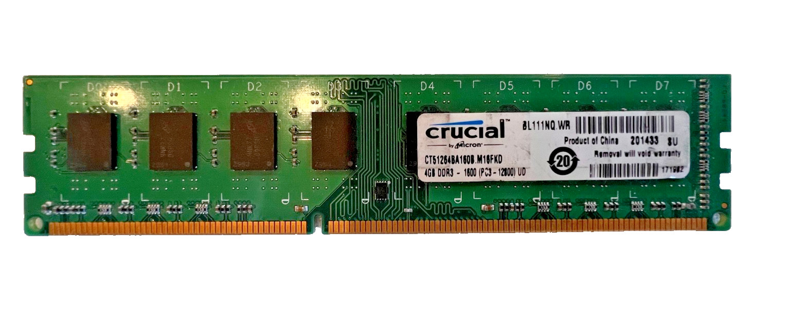 CRUCIAL 4GB DDR3 1600MHZ DESKTOP RAM CT51264BA160B.M16FKD