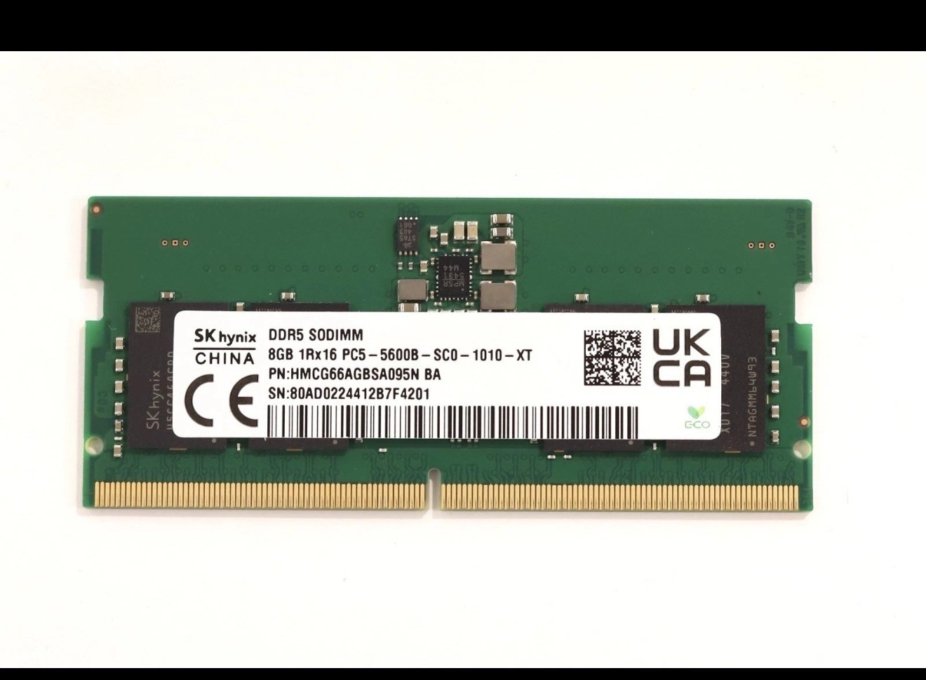 SK hynix 8GB DDR5 SDRAM PC5-5600B SO-DIMM 262-Pin Single Module Laptop RAM