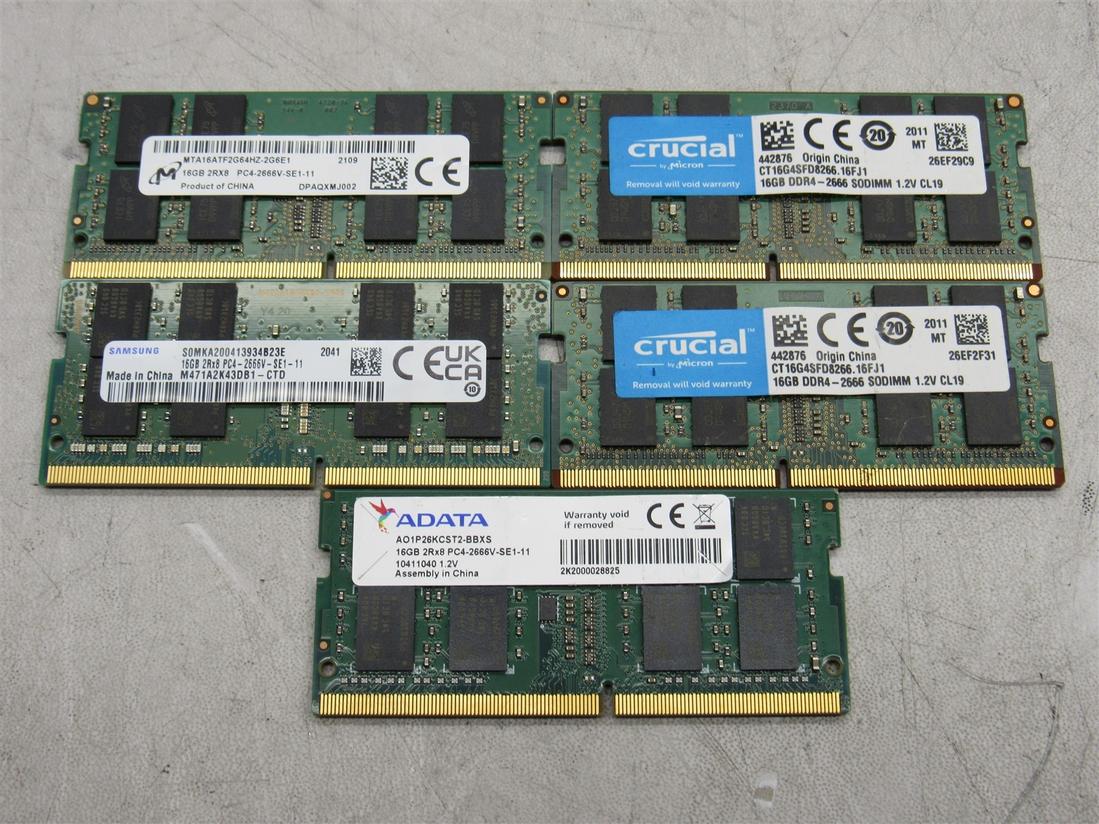 5 LOT – 16GB PC4-2666V DDR4 21300 SODIMM RAM for LAPTOP – MAJOR BRANDS