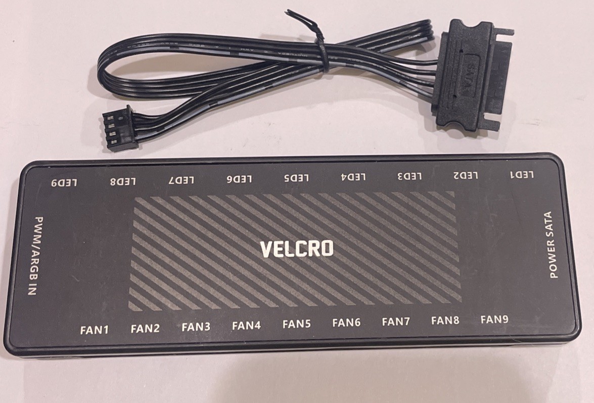 VELCRO 9 Port PWM Fan Hub SATA Powered PC Cooling Controller LED Splitter New