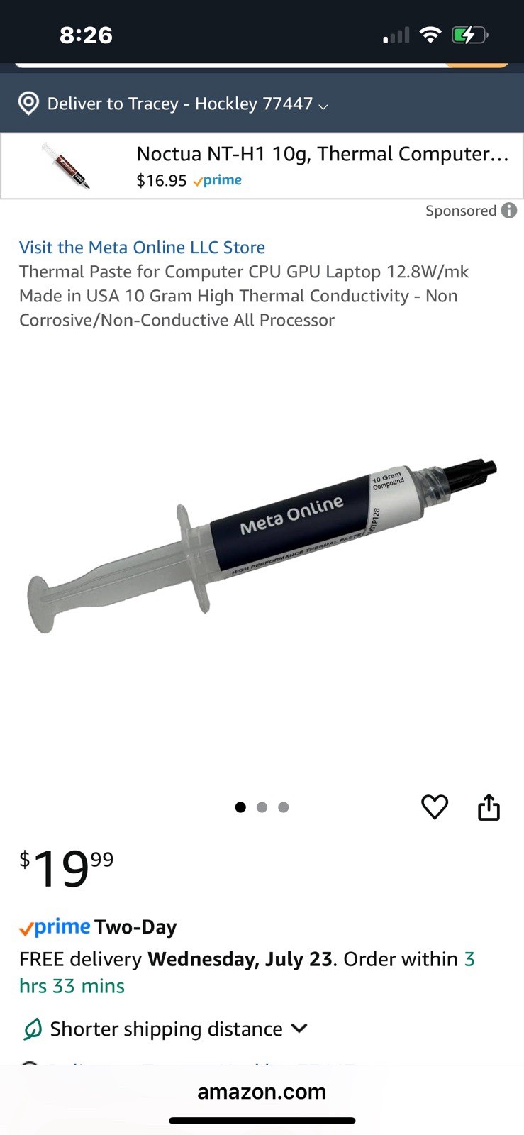 Meta Online High Performance Thermal Paste 12.8W/mK Non Conductive And Non Toxic