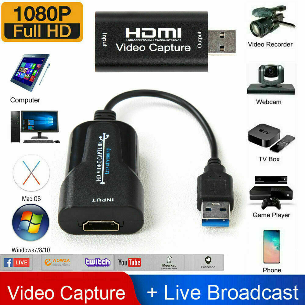 1080P 4K HDMI to USB 2.0 3.0 Video Capture Card Game Audio Video Live Streaming