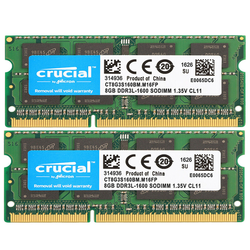 Crucial DDR3L 8GB 16GB 32GB 1600MHZ PC3L-12800 Laptop SODIMM 204-Pin Memory RAM