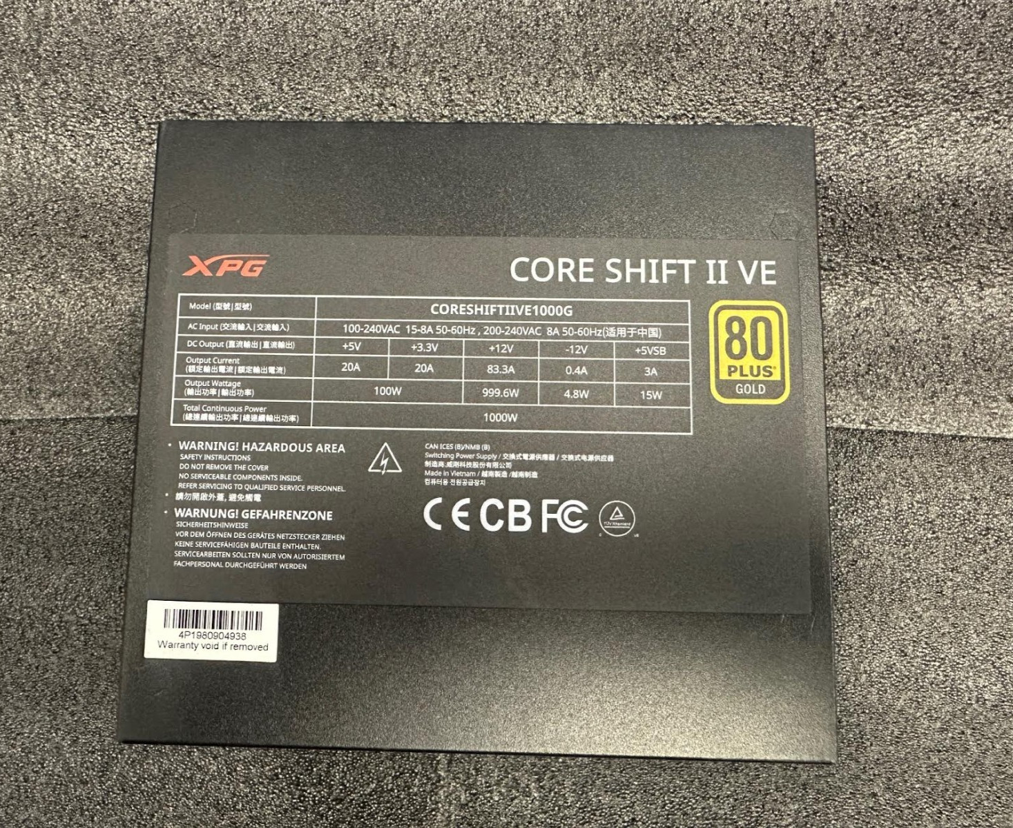 XPG CORE SHIFT 1000W(CORESHIFTIIVE100G) Power Supply -(USED)