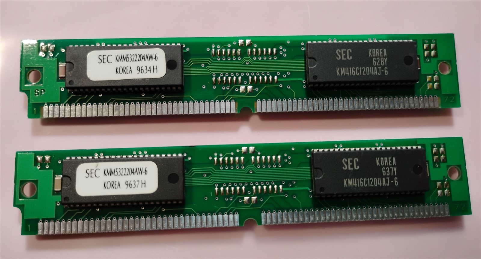 16MB 2x8MB 72-Pin SIMM EDO 60ns Samsung KMM5322204AW-6 5V Non-Parity Matched Kit