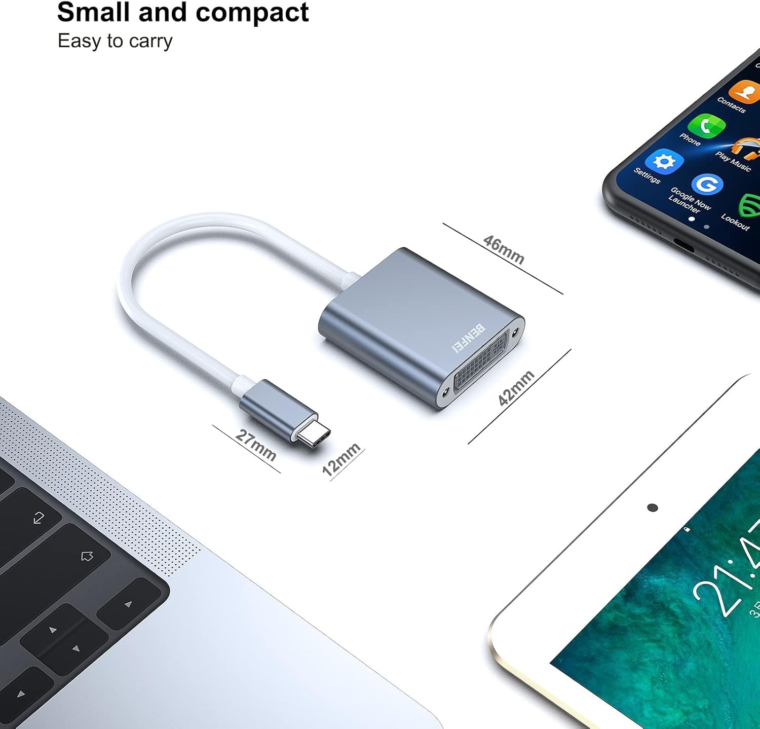 BENFEI USB C to DVI Adapter, Type-C Adapter [Thunderbolt 3/4 Grey