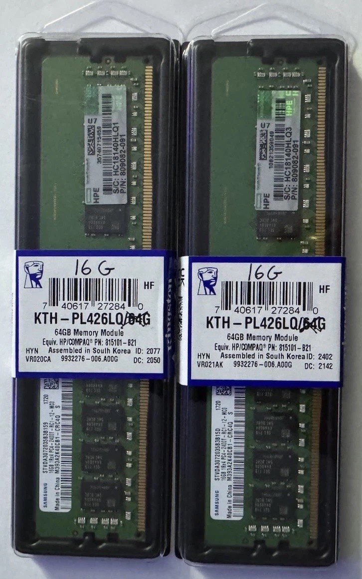 2 Pack – Samsung 16GB DDR4 RDIMM ECC Registered PC4-2400T 288-Pin M393A2K40BB1