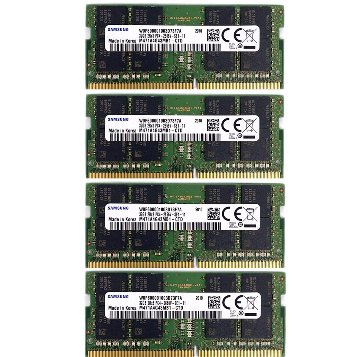 Samsung 128GB (4X32GB) DDR4 2666MHz PC4-21300 SODIMM Memory Ram M471A4G43MB1-CTD