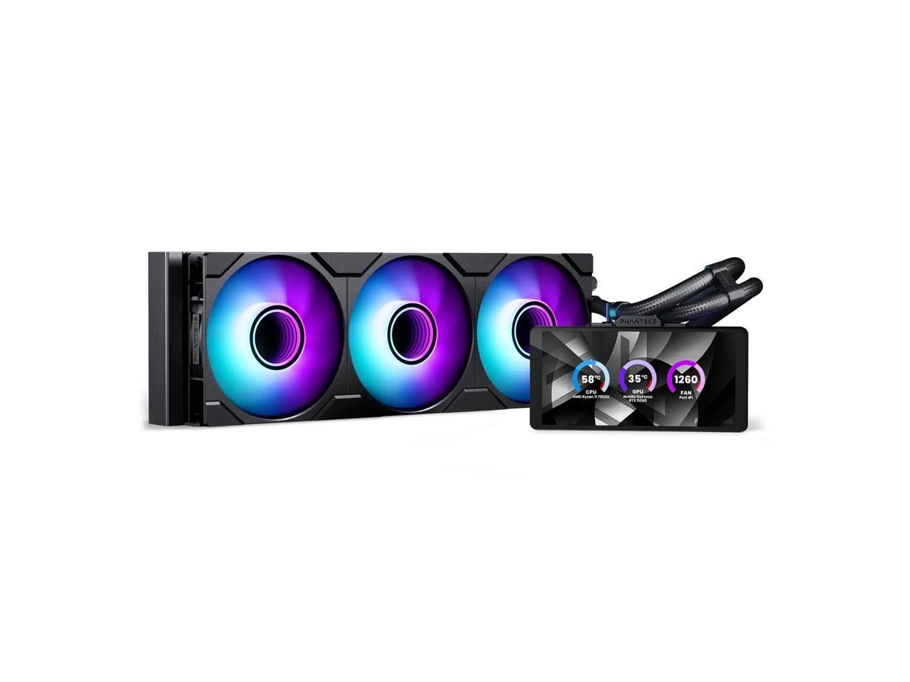 Phanteks Glacier One 360M25-LCD AIO Liquid CPU Cooler, 6″ IPS LCD HD Display, 12