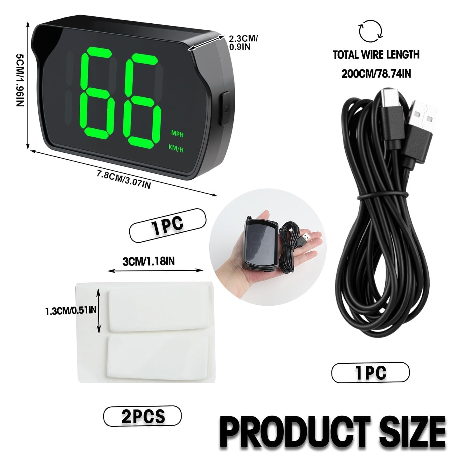 GUGUMO GPS Digital Speedometer for Car MPH, Golf Cart Universal HUD Speed Met…