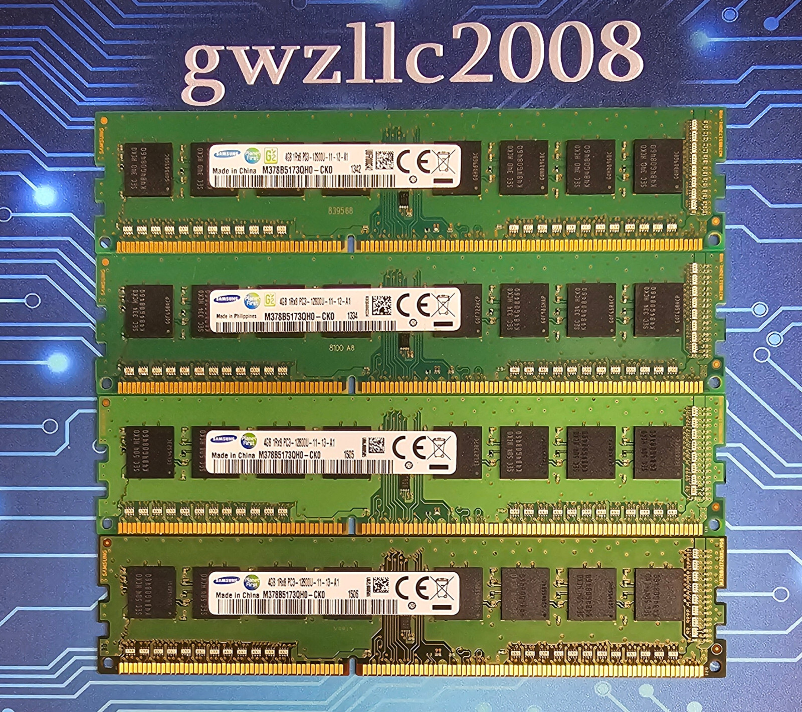 16GB (4x4GB) PC3-12800u DDR3-1600MHz 1Rx8 Non-ECC Samsung M378B5173QH0-CK0
