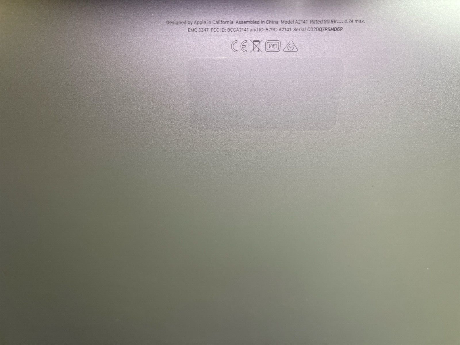 GENUINE MacBook Pro 16″ A2141 Bottom Case Cover – Space Gray: Grade C