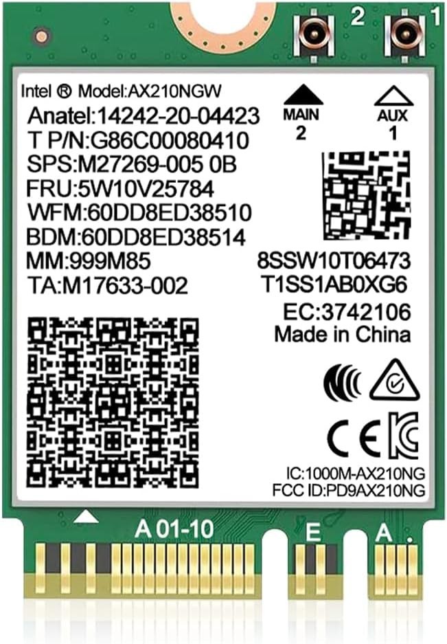 Intel AX210 WiFi6E Wireless Card Tri-Band 5400Mbps Network Adapter Bluetooth 5.3