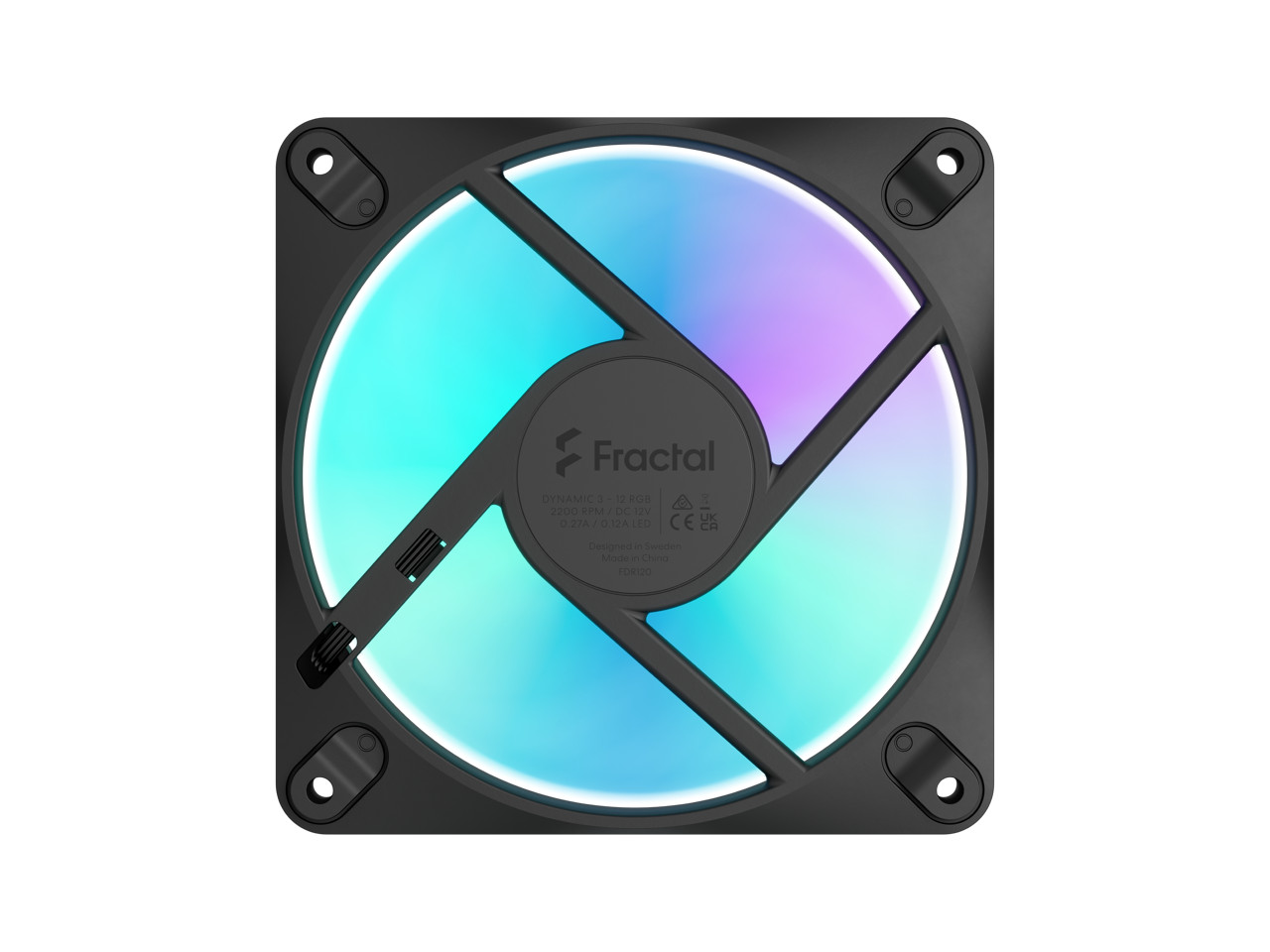 Fractal Design Dynamic 3 120mm ARGB Black PWM Case Fan, High Durability Rifle