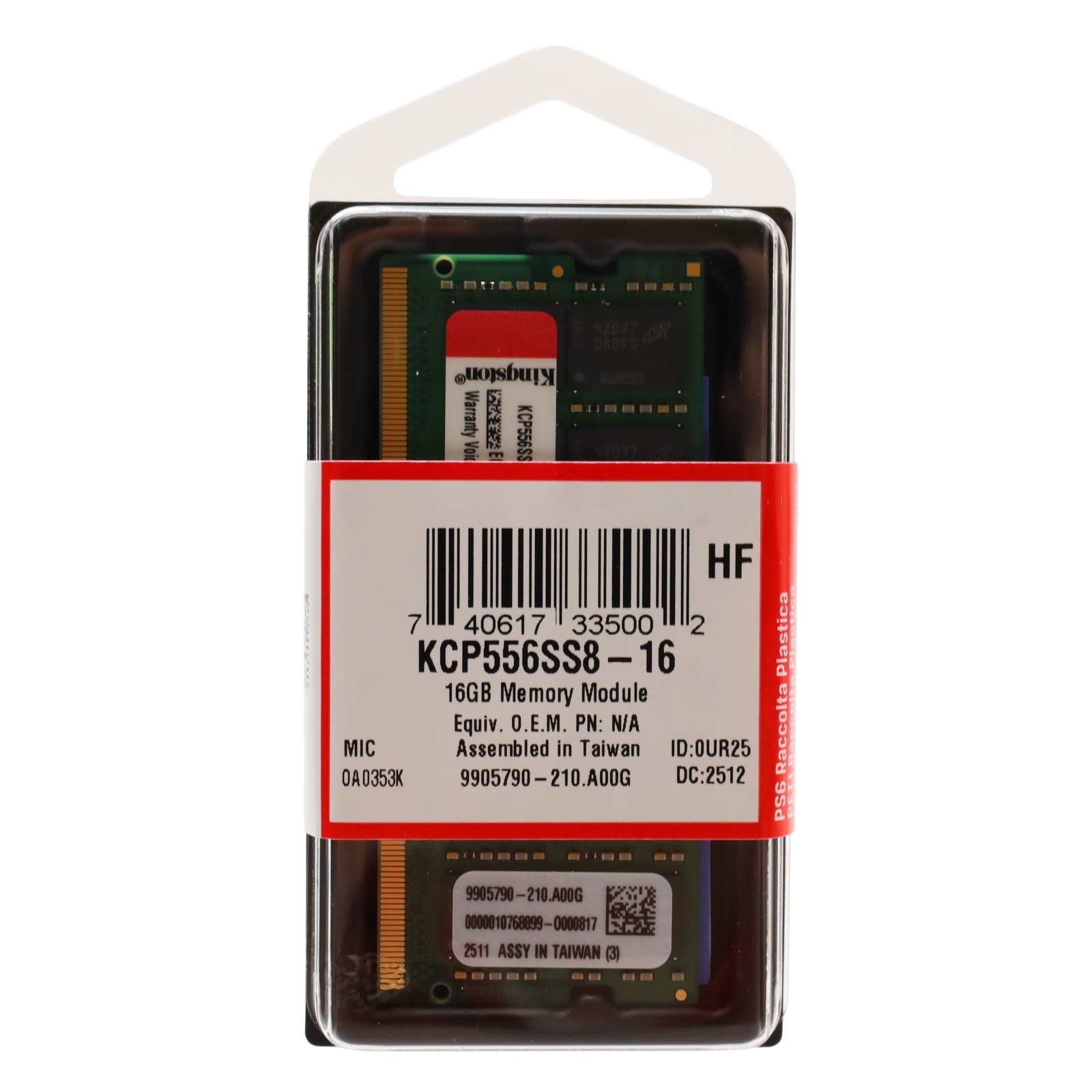 Kingston KCP556SS8-16 16GB DDR5 SO-DIMM 262-Pin 5600MHz RAM Memory Module (3459)