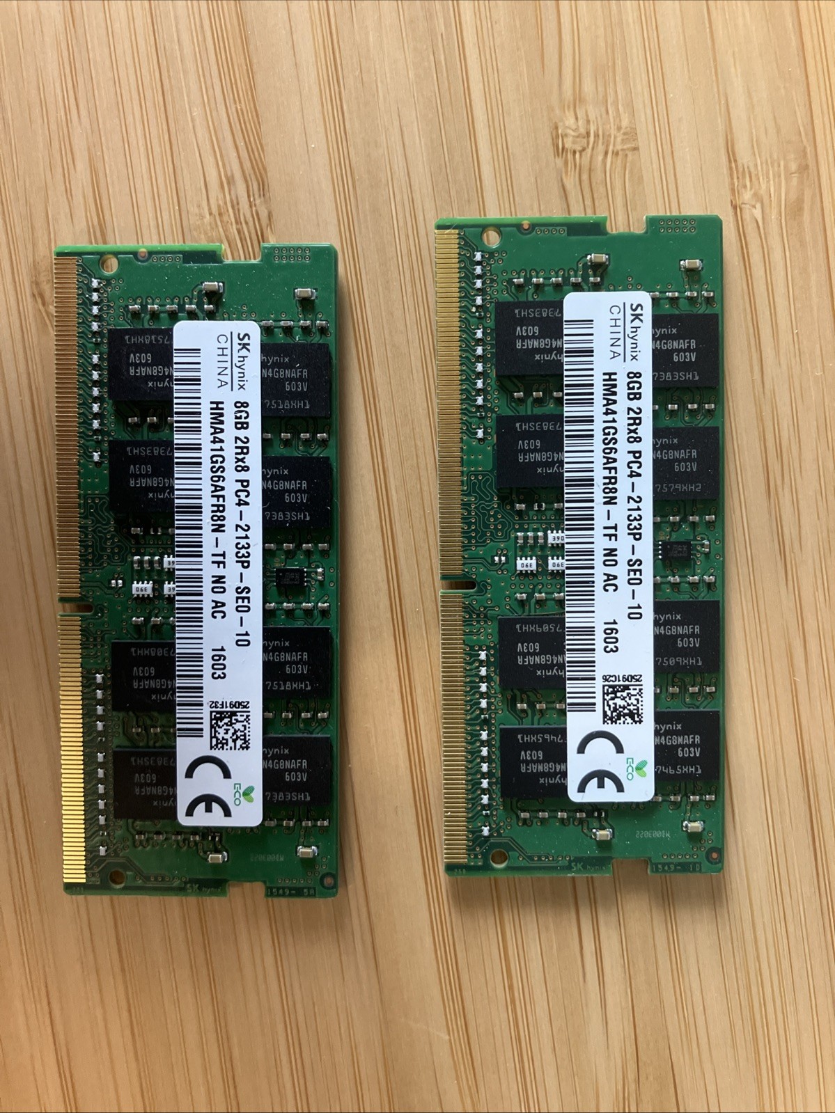 Lot Of 2 X SKhynix 8GB 2Rx8 PC4-2133P HMA41GS6AFR8N SODIMM MEMORY 16gb Total.