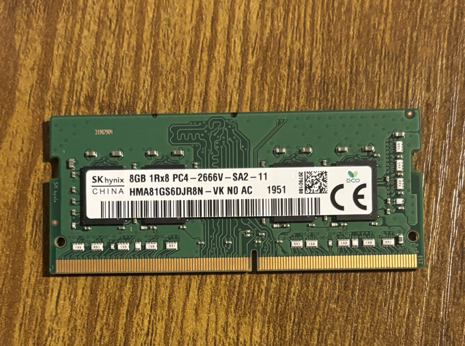 Laptop RAM-SK Hynix 8GB 1Rx8 PC4-2666V-SA2-11 Memory
