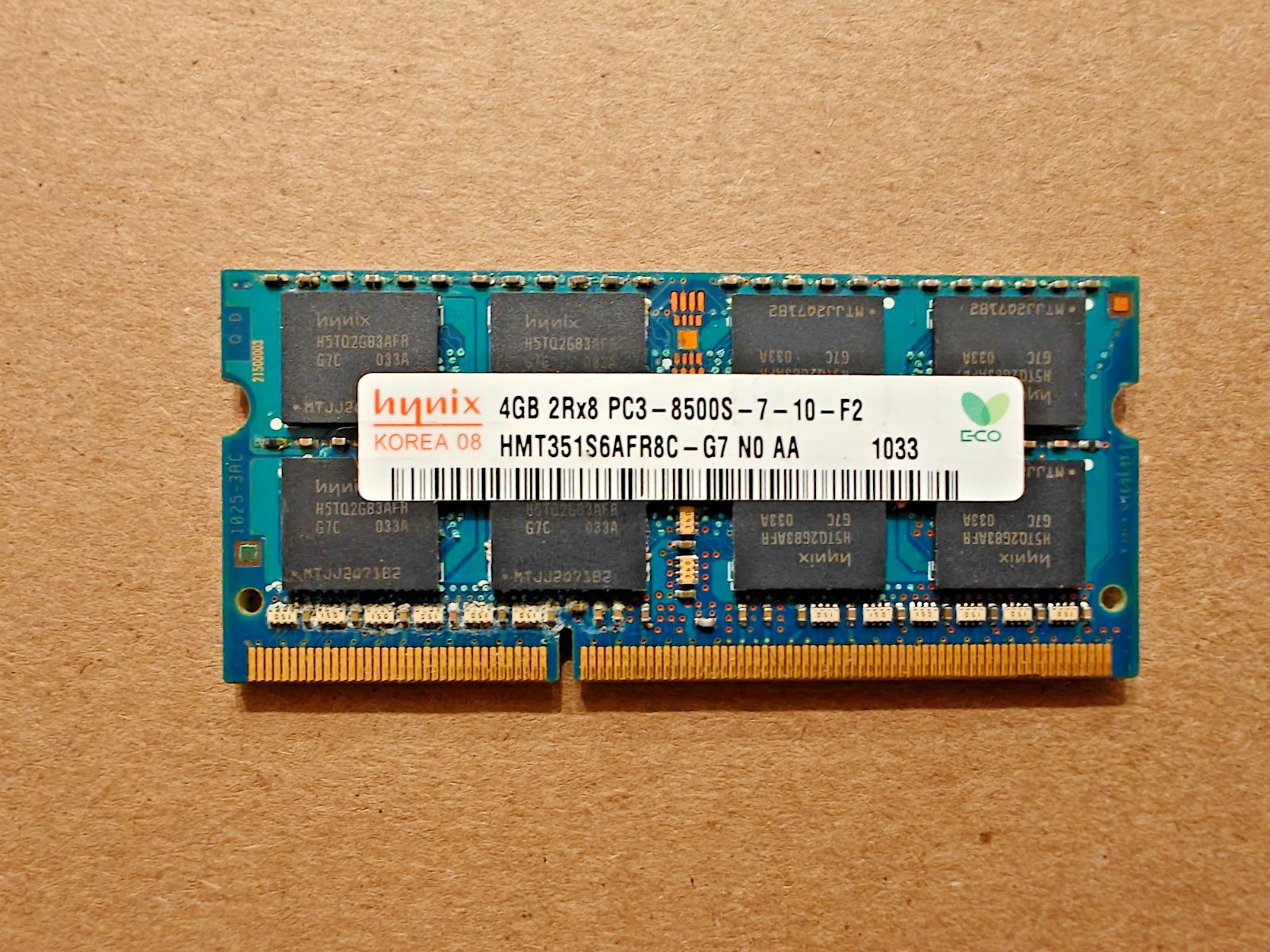 Hynix 4GB DDR3 1333 DIMM PC3-8500S HMT351S6AFR8C Laptop RAM