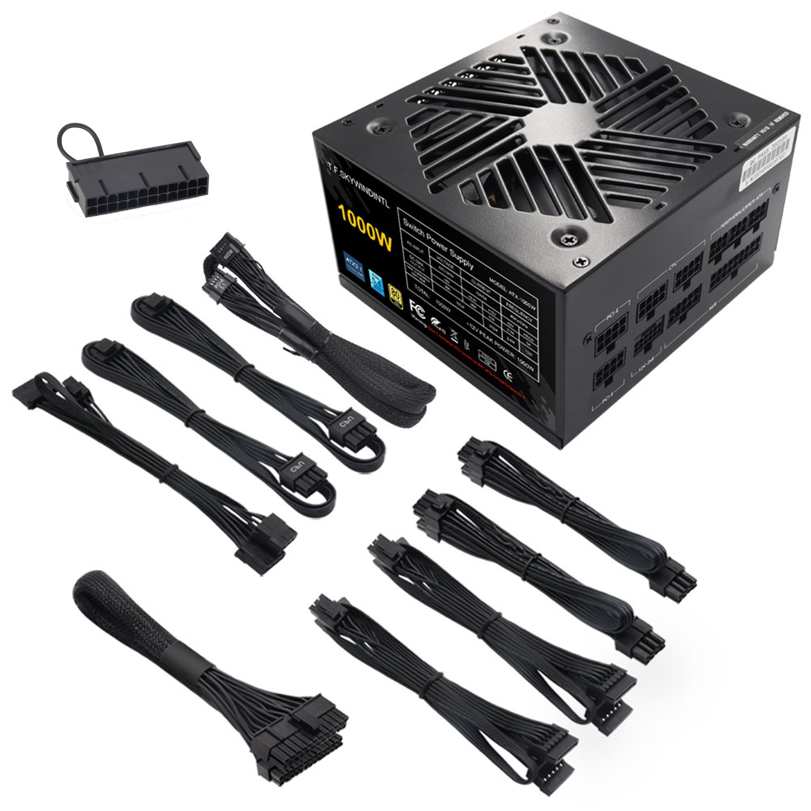 1000W Power Supply 80 Plus Gold, ATX 3.1 PSU Zero Smart Fan, for PCIe 5.1 GPUs