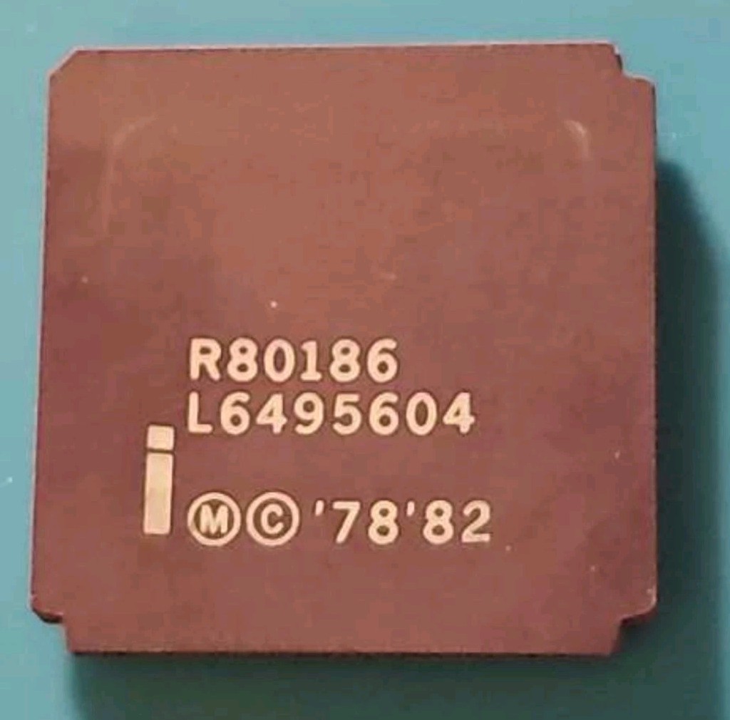 11 CPU Intel i186, R80186 Gold Cap, 68 Leg, 1978-82 Ceramic, Gold Scrap Refining