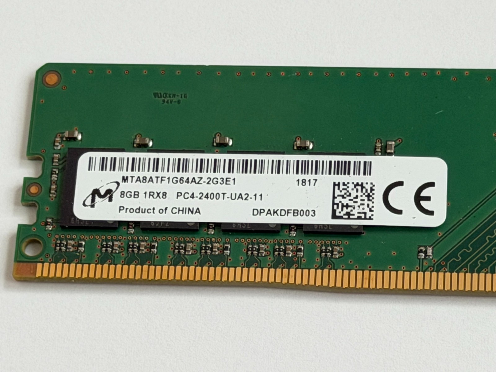 Micron 8GB (1 Stick) PC4-19200 DDR4 2400T PC Memory RAM MTA8ATF1G64AZ-2G3E1