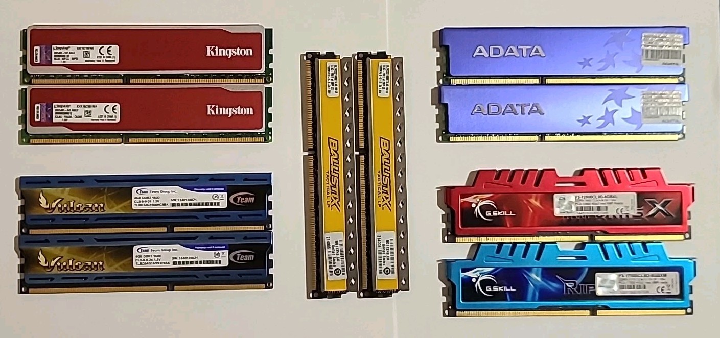 Lot of 10x Mixed Shielded PC3 DDR3 RAM 4GB Kingston~G.Skill~Vulcan~Ballistix