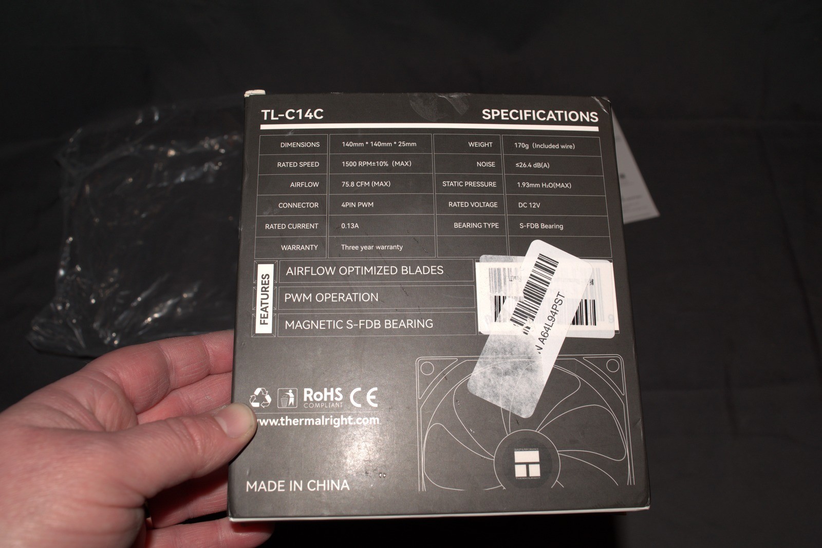 Thermalright TL-C14C-S 140mm PC Computer Case Fan 1500RPM ARGB 4-Pin PWM