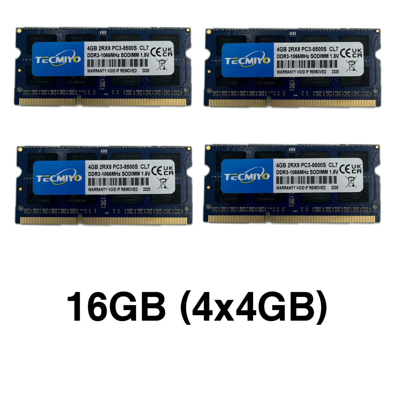 16GB (4x4GB) DDR3-1066 SODIMM Kit PC3-8500S 1066Mhz 2Rx8 1.5V CL7 RAM