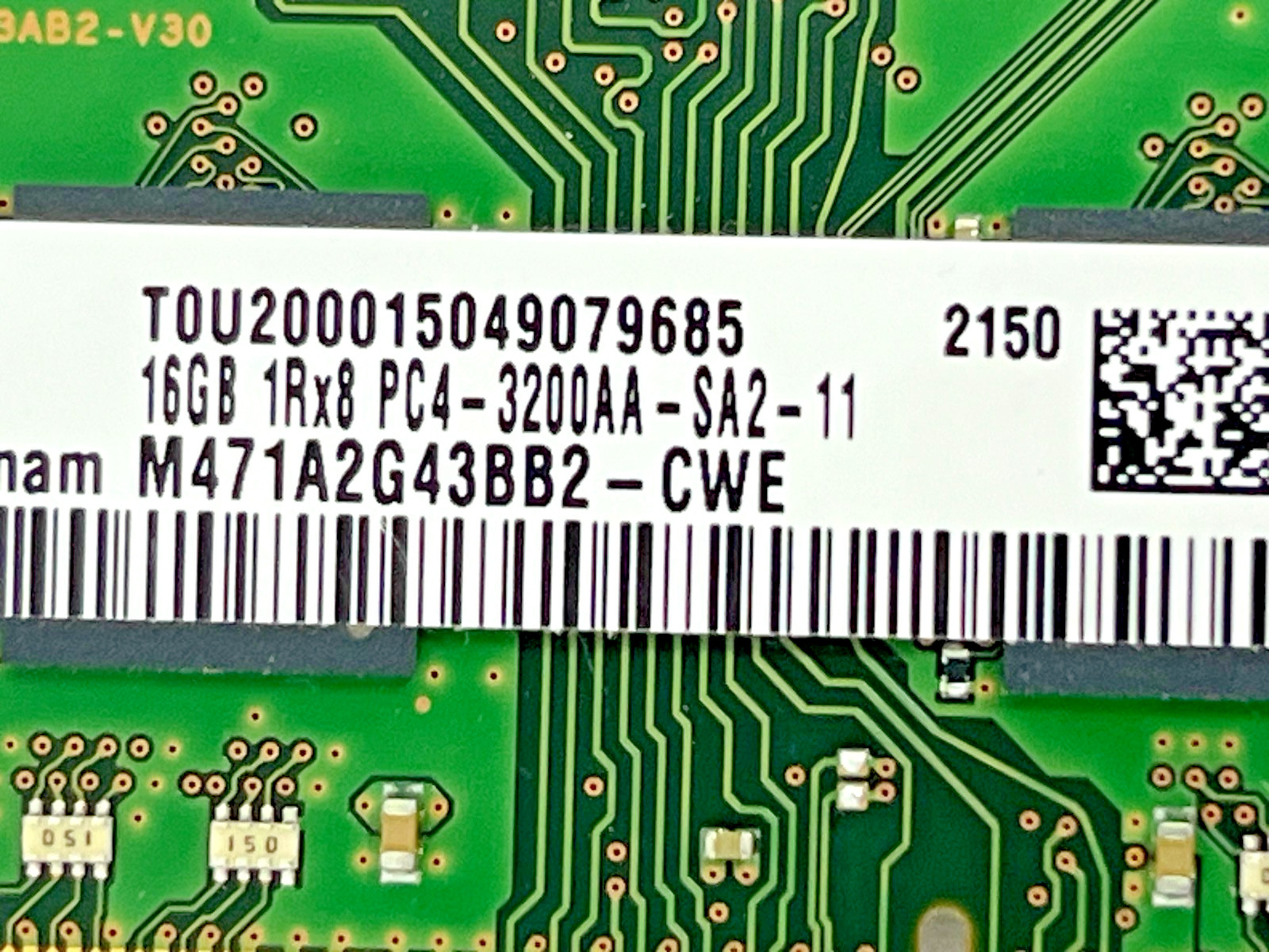 1 Samsung 16GB 1Rx8 PC4-3200AA-SA2-11 LAPTOP RAM