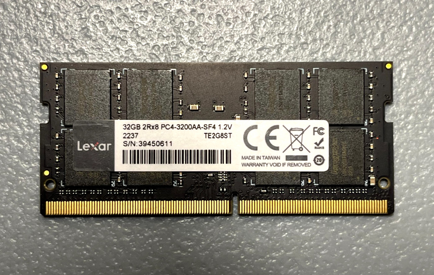 Lexar 32GB (1x32GB) PC4-3200AA 25600 DDR4 2Rx8 1.2V SODIMM Memory RAM TE2G8ST