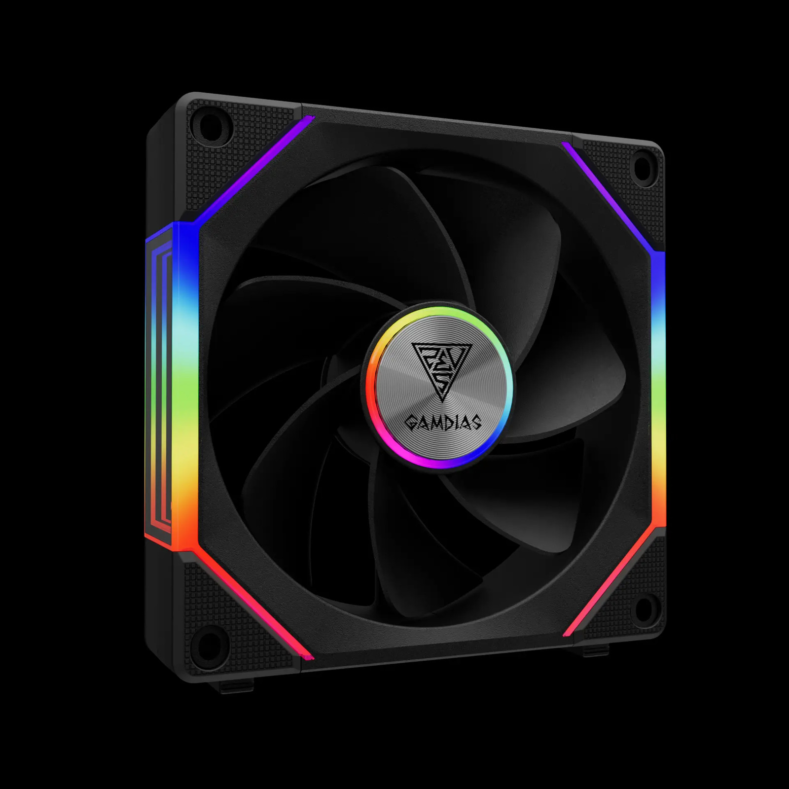 GAMDIAS ARGB Case Fan 120mm x1 and Reverse Blade x1, Hassle-Free Cable (Black)