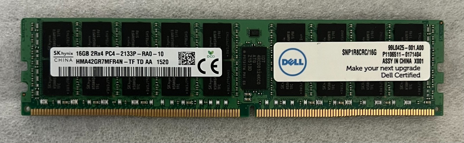 DELL CERTIFIED 16GB PC4-2133P MEMORY MODULE HYNIX SNP1R8CRC/16G HMA42GR7MFR4N-TF