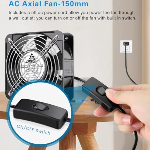 AXIAL Fan 15050 110V 120V AC 150mm x 150mm x 50mm Fan Ventilation Exhaust Pro…