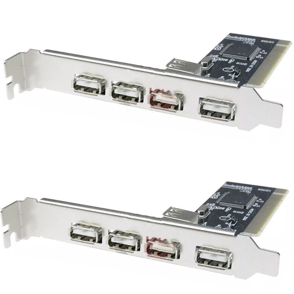 2X PCI 32bit to 4+1 ports USB2.0 Expansion Controller Card PCI 5x USB2.0 USA