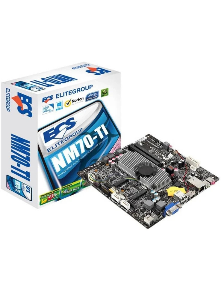 ECS NM70-TI (V1.0A) Intel Celeron 847/807 and Mini-ITX Motherboard OPEN BOX