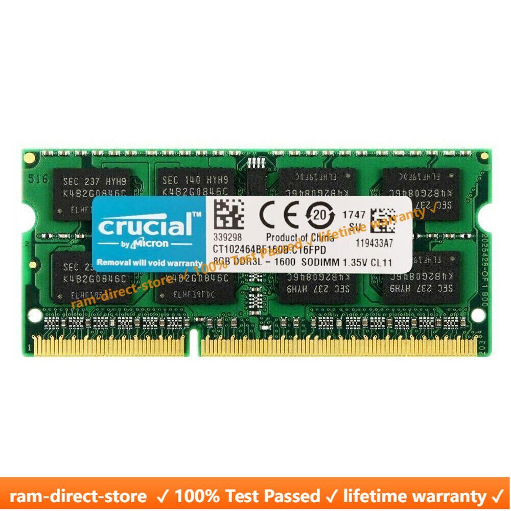 Crucial DDR3L 4GB 8GB 1333 1600Mhz 1.35V 204PIN Memory Latpop MemoryRAM SODIMM