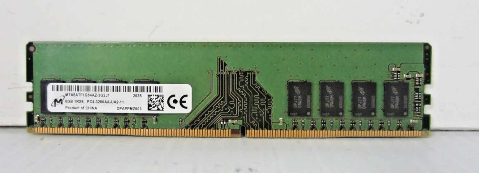 Micron 8GB 1Rx8 DDR4-3200 PC4-3200AA-UA2 DIMM MTA8ATF1G64AZ-3G2J1