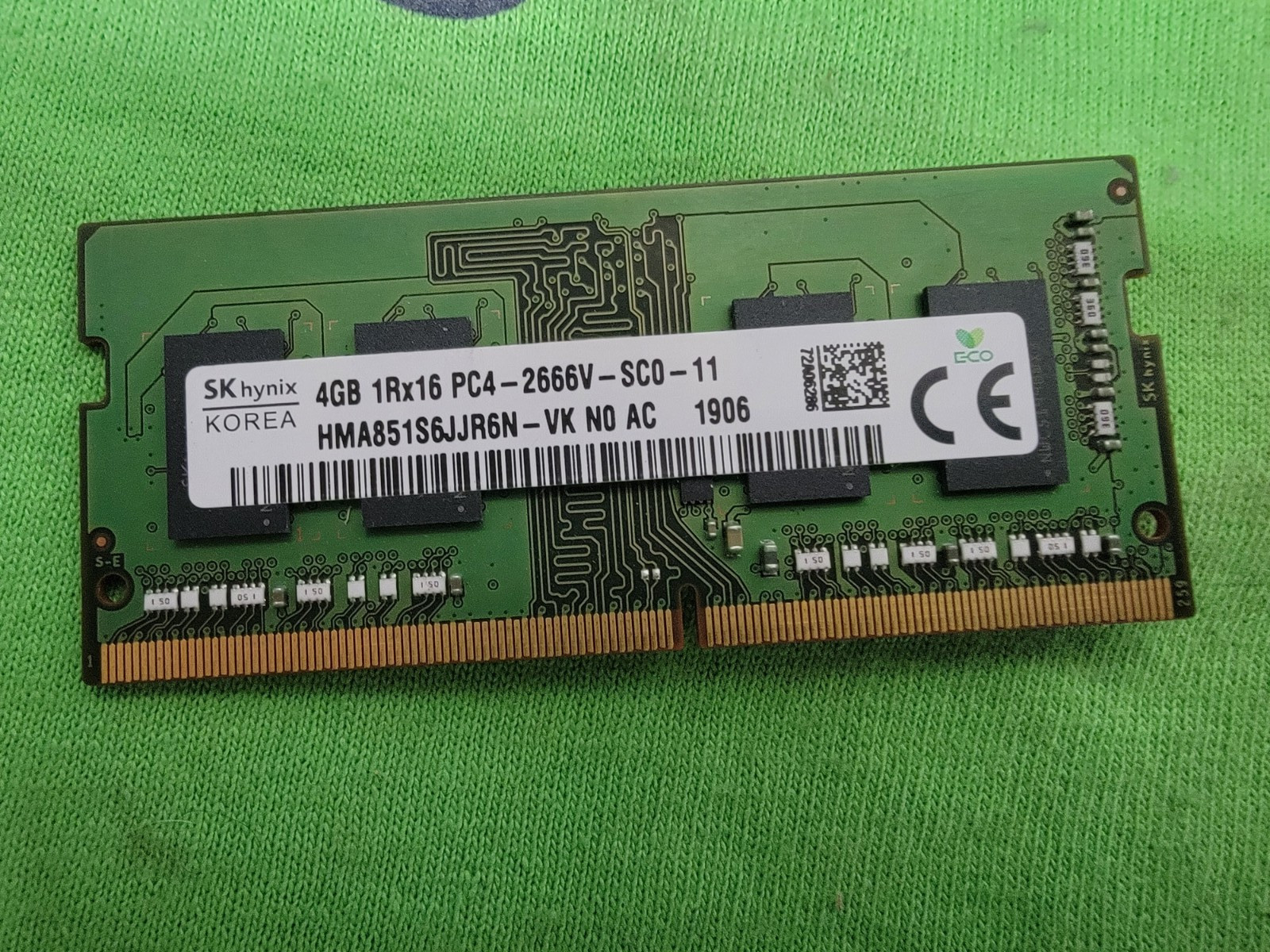 SK Hynix HMA851S6JJR6N-VK 4GB 1Rx16 PC4-2666V DDR4 SODIMM RAM Memory