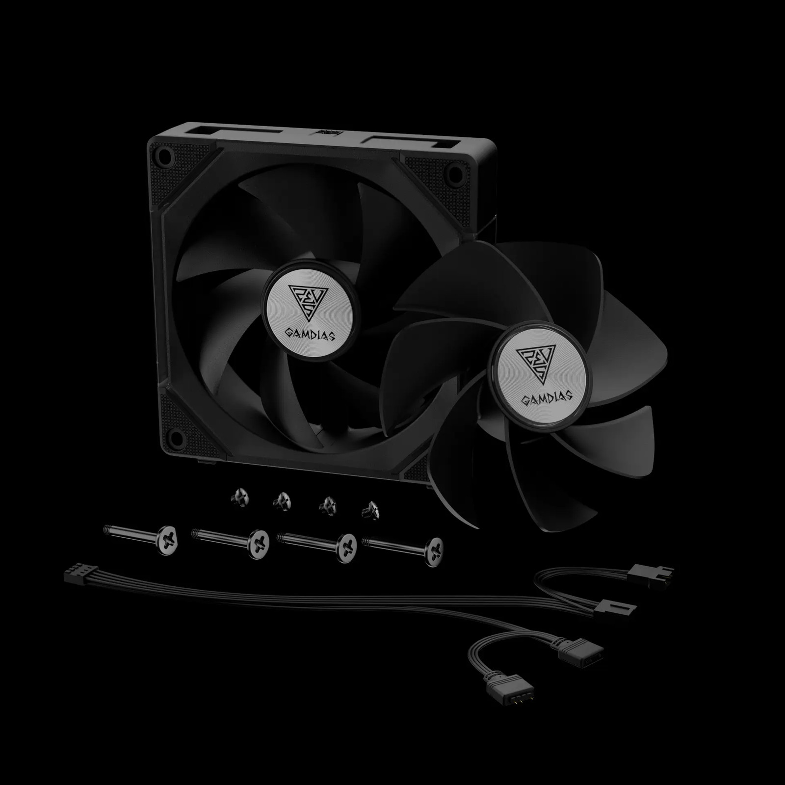 GAMDIAS ARGB Case Fan 120mm x1 and Reverse Blade x1, Hassle-Free Cable (Black)